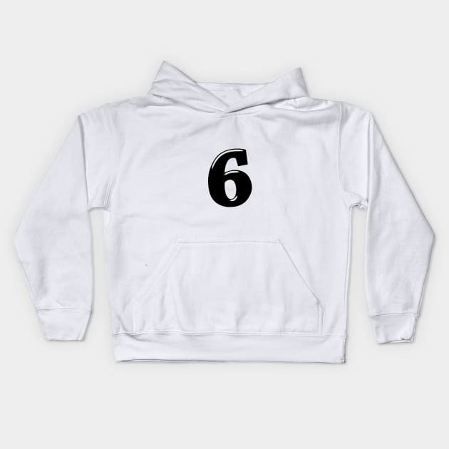 Number 6 in 3d text font style Kids Hoodie by Spinkly